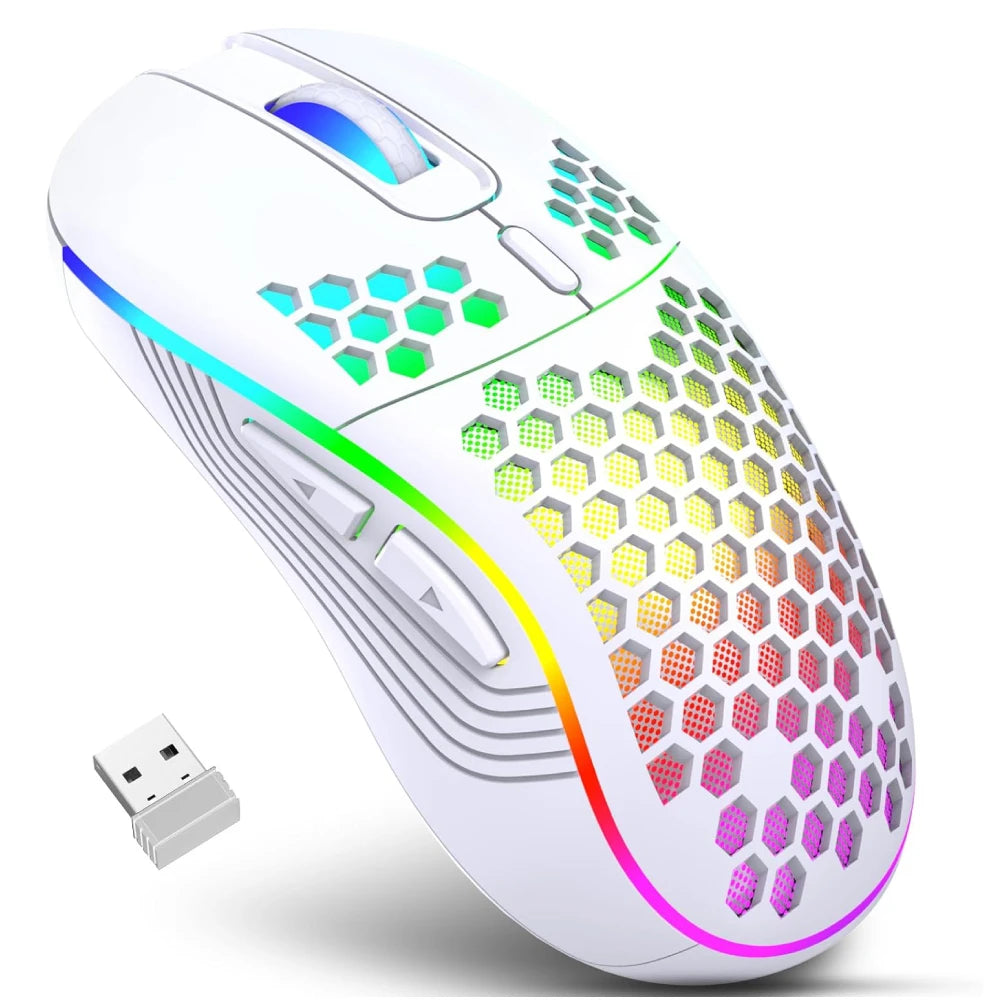 2.4G Wireless Gaming Mouse with Adjustable DPI Ergonomic Honeycomb Design for Desktop Laptop