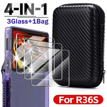 Load image into Gallery viewer, 4 IN 1 Case+Glass for R36S Game Console Travel Carrying Storage Bag &amp; Screen Protectors Tempered Glass Film for R36S Accessories
