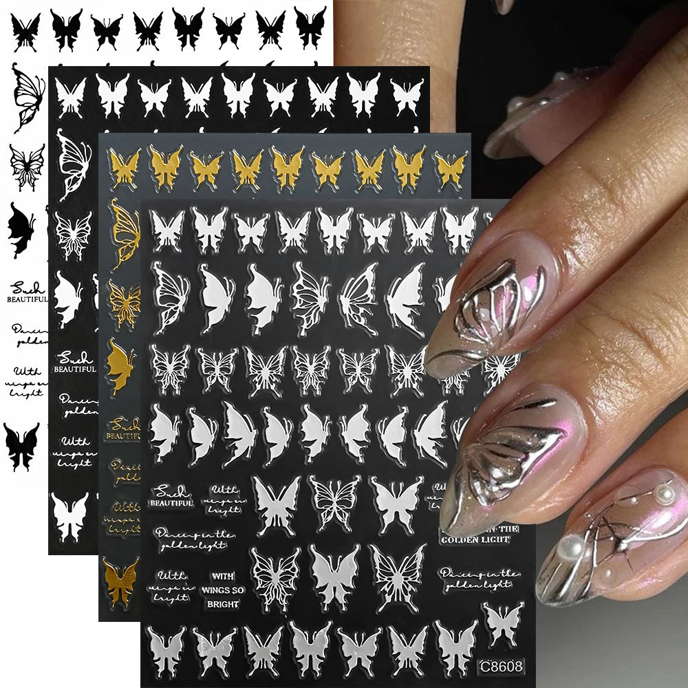 4pcs Roman Letter Nail Stickers